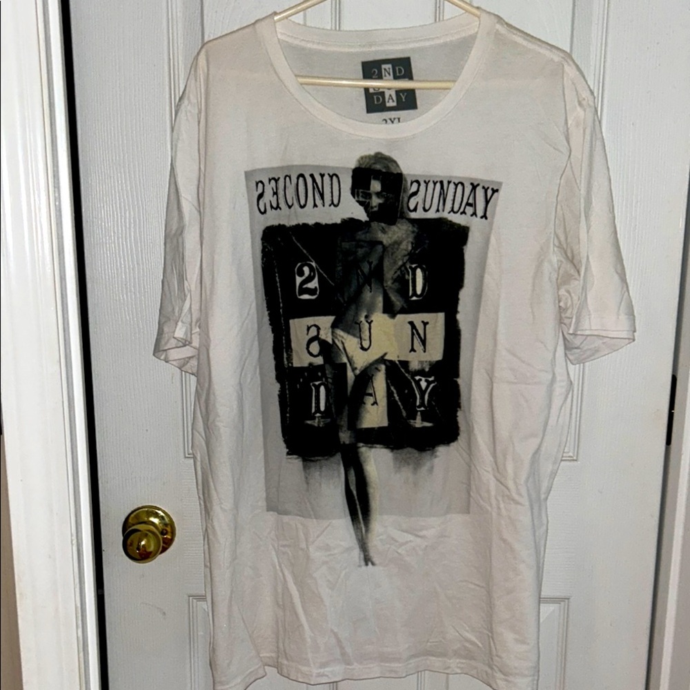 SECOND SUNDAY White Graphic T-Shirt. SO SOFT